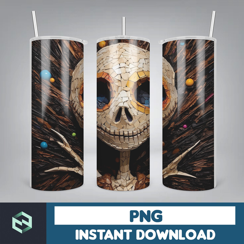 Jack skelington - 3D Halloween Movie Tumbler Sublimation Design, Horror Skeleton Character 20 oz Tumbler Design Template PNG, Instant Download (6).jpg