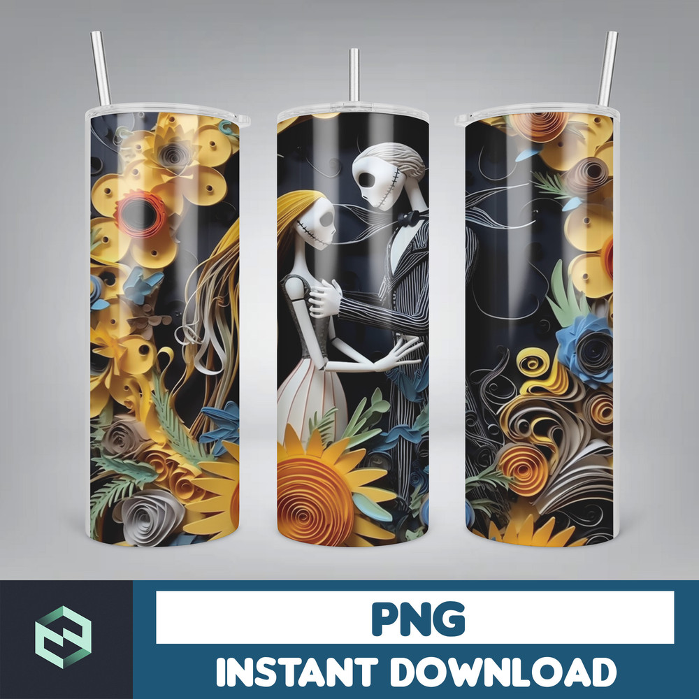 Jack skelington - 3D Halloween Movie Tumbler Sublimation Design, Horror Skeleton Character 20 oz Tumbler Design Template PNG, Instant Download (18).jpg
