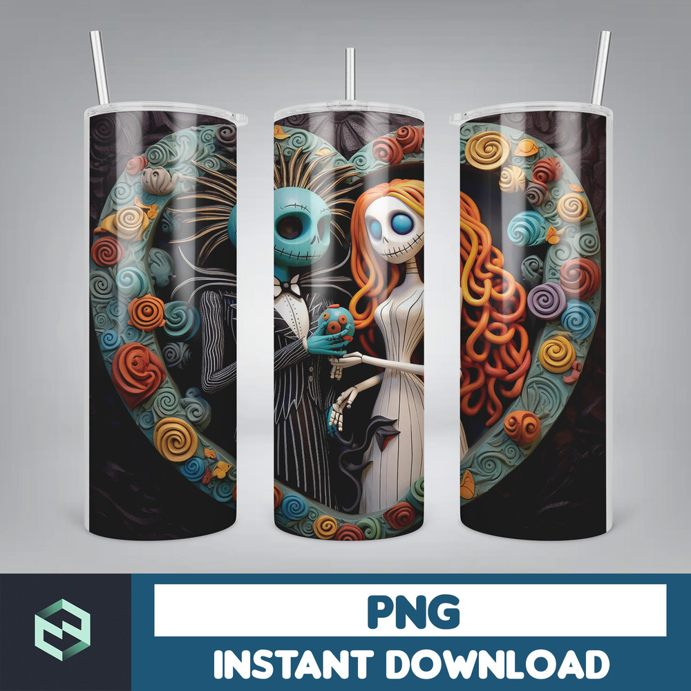 Jack skelington - 3D Halloween Movie Tumbler Sublimation Design, Horror Skeleton Character 20 oz Tumbler Design Template PNG, Instant Download (27).jpg