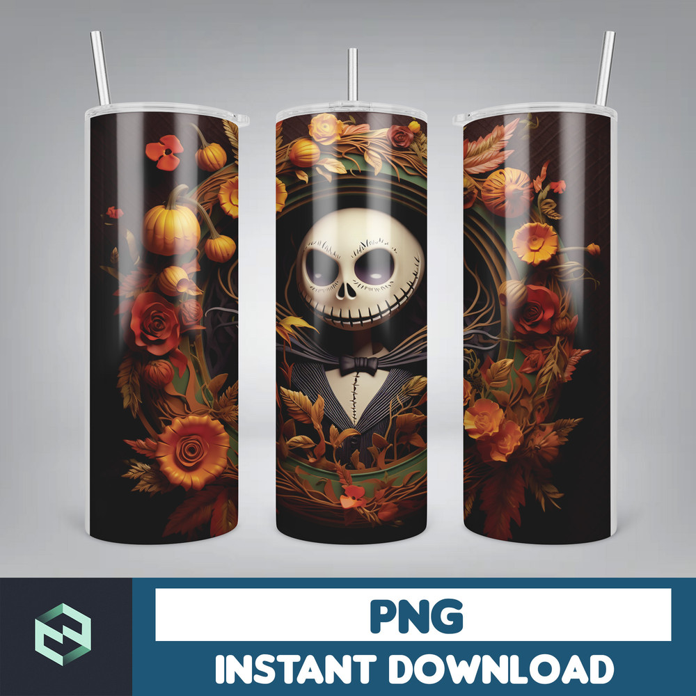 Jack skelington - 3D Halloween Movie Tumbler Sublimation Design, Horror Skeleton Character 20 oz Tumbler Design Template PNG, Instant Download (29).jpg