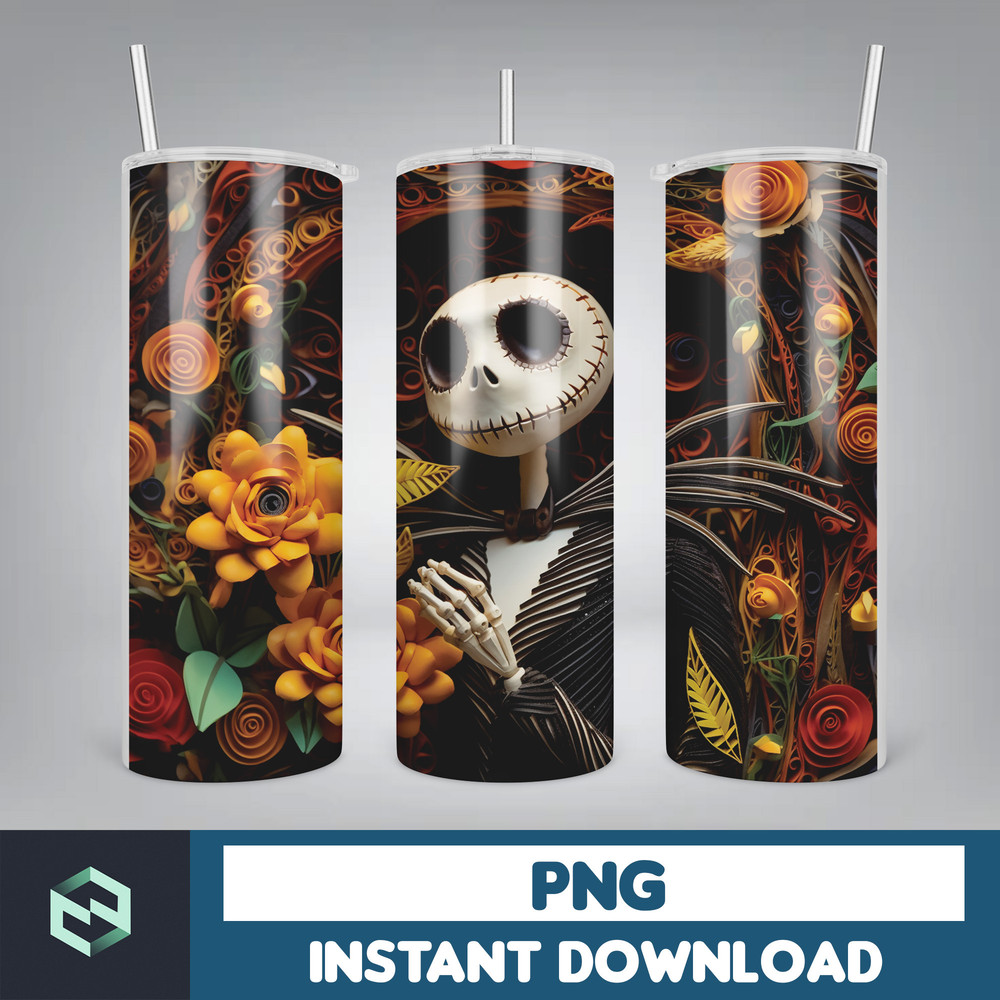 Jack skelington - 3D Halloween Movie Tumbler Sublimation Design, Horror Skeleton Character 20 oz Tumbler Design Template PNG, Instant Download (34).jpg