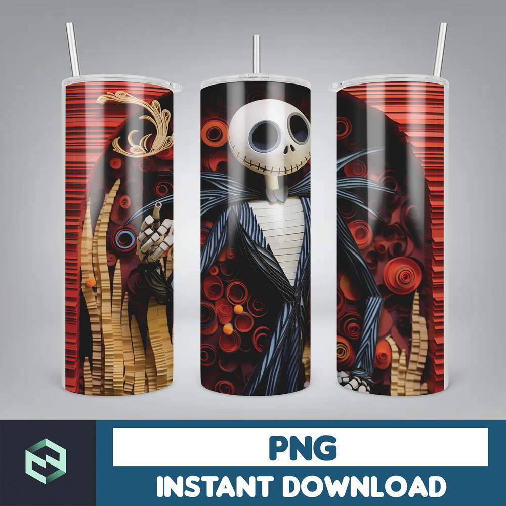 Jack skelington - 3D Halloween Movie Tumbler Sublimation Design, Horror Skeleton Character 20 oz Tumbler Design Template PNG, Instant Download (36).jpg