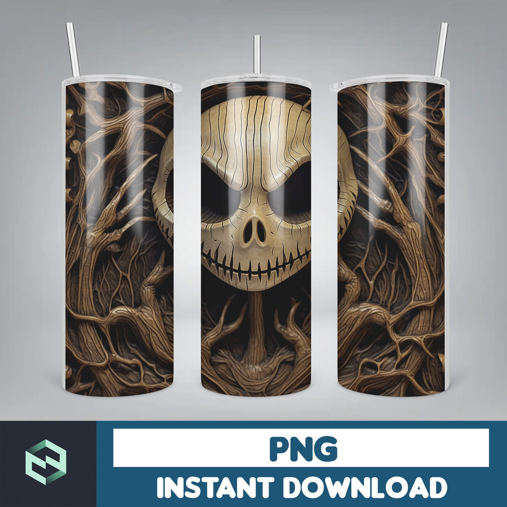 Jack skelington - 3D Halloween Movie Tumbler Sublimation Design, Horror Skeleton Character 20 oz Tumbler Design Template PNG, Instant Download (40).jpg