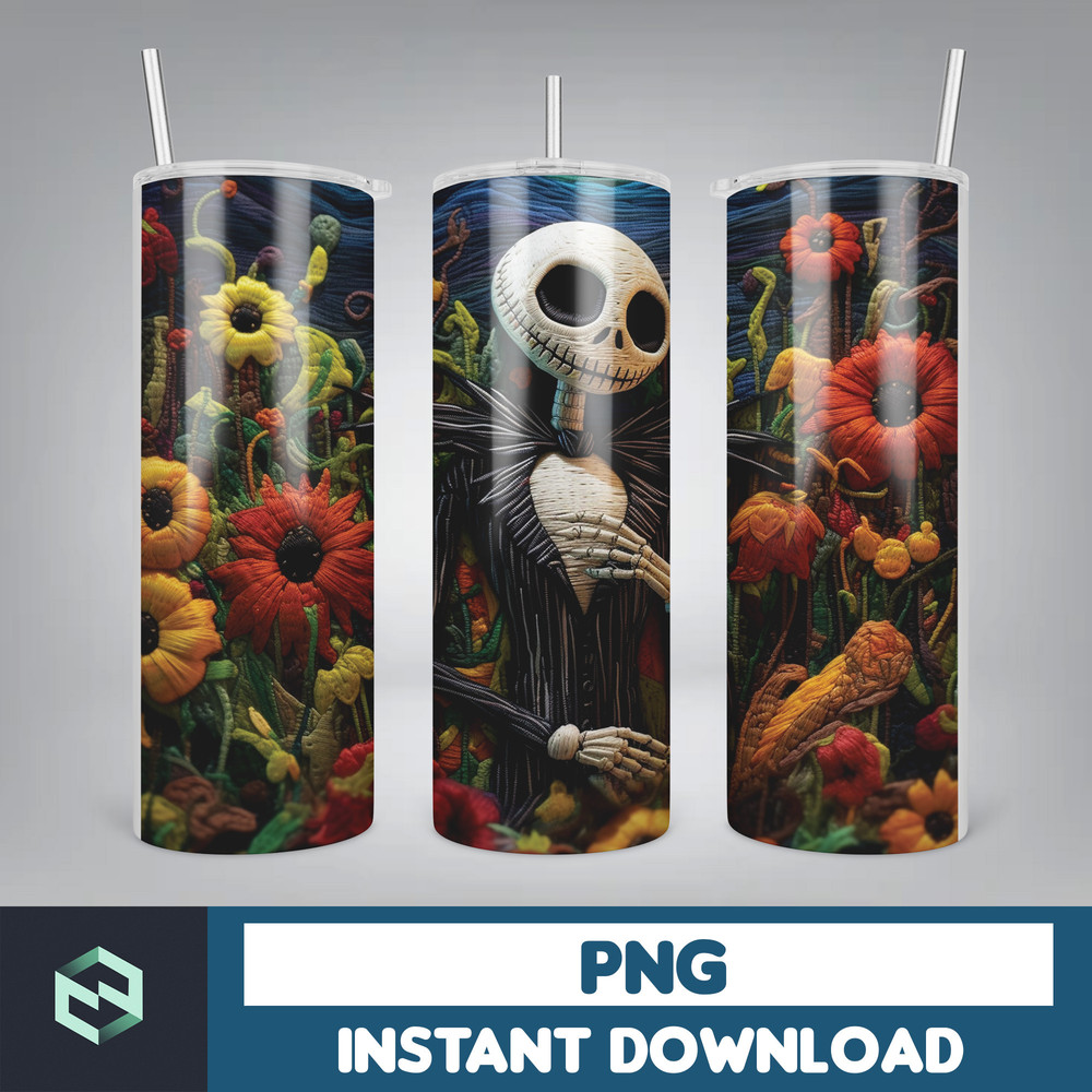 Jack skelington - 3D Halloween Movie Tumbler Sublimation Design, Horror Skeleton Character 20 oz Tumbler Design Template PNG, Instant Download (44).jpg