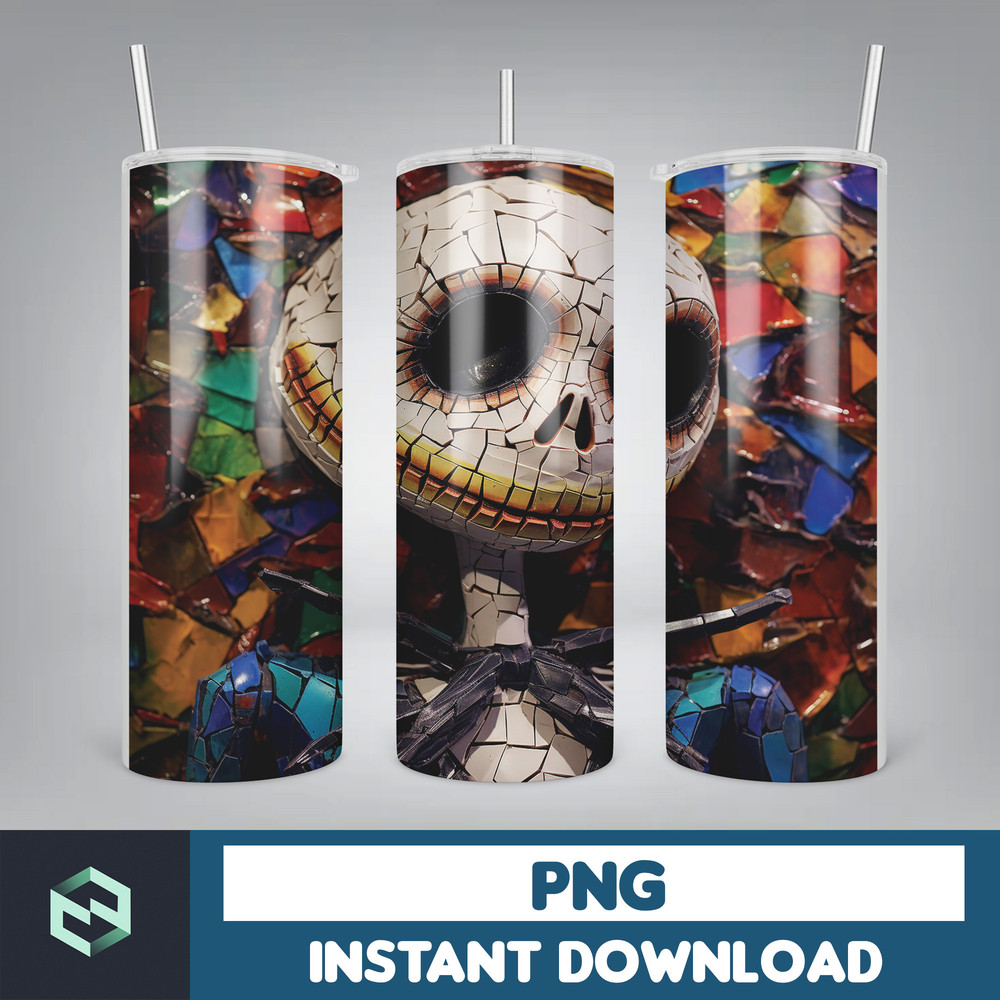 Jack skelington - 3D Halloween Movie Tumbler Sublimation Design, Horror Skeleton Character 20 oz Tumbler Design Template PNG, Instant Download (45).jpg