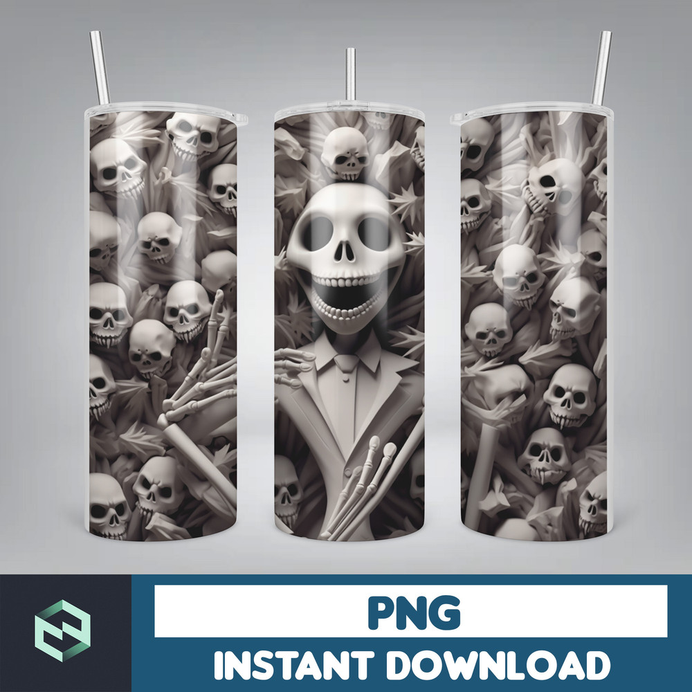 Jack skelington - 3D Halloween Movie Tumbler Sublimation Design, Horror Skeleton Character 20 oz Tumbler Design Template PNG, Instant Download (49).jpg