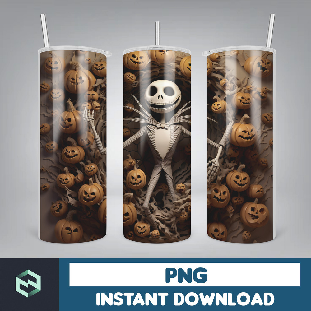 Jack skelington - 3D Halloween Movie Tumbler Sublimation Design, Horror Skeleton Character 20 oz Tumbler Design Template PNG, Instant Download (51).jpg