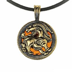 Capricorn Necklace Mens jewelry Gold Black Brass with Amber Zodiac Sign Pendant necklace gift for Women Men gift jewelry