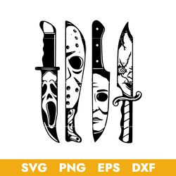 horror movie characters in knives svg, halloween svg, png dxf eps digital file
