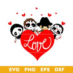 Horror Movie Chibi Valentine Svg, Halloween Svg, Png Dxf Eps Digital File