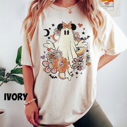 intage floral minnie ghost halloween comfort colors shirt, floral minnie halloween shirt, disney halloween shirt, hallow