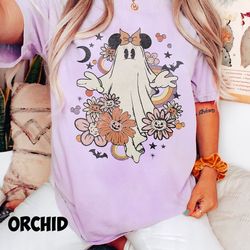 intage floral minnie ghost halloween comfort colors shirt, floral minnie halloween shirt, disney halloween shirt