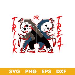 jason voorhees and michael myers trick or treat svg, horror movie svg, halloween svg, png dxf eps digital file