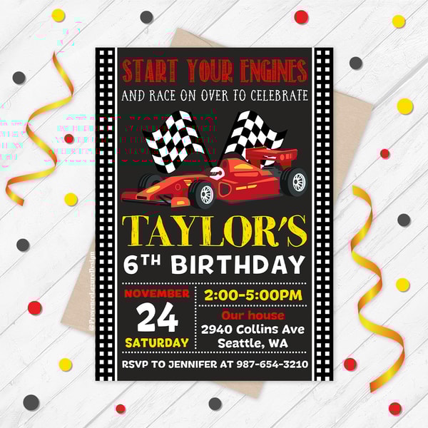 Racing Birthday Invitation Printable Race Car Invitation DIY - Inspire ...