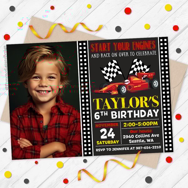 Racing Birthday Invitation Printable Race Car Invitation DIY - Inspire ...
