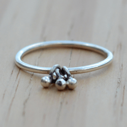 Charm Ring, Dangle Bells Ring, Dainty Silver Ring Band, Thin Silver Ring Women, Delicate Ring Minimalist Sterling Silver