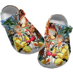 one punch man crocs, anime sandals, anime crocs, one punch man, one punch man clog shoes unisex, manga crocs