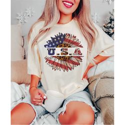 usa sunflower shirt, american flag shirt, american comfort color shirt, 4th of july shirt, independence day t-shirt, usa
