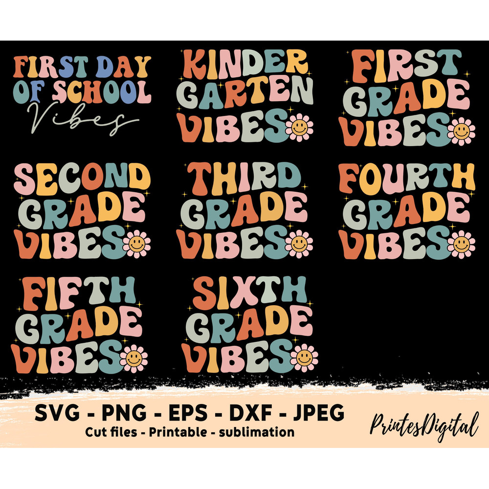 Groovy First day of school vibes svg png, Back to school Png Svg, Groovy Teacher, Pre-k grade, Groovy first grade, Groovy kindergarten vibes - 8.jpg