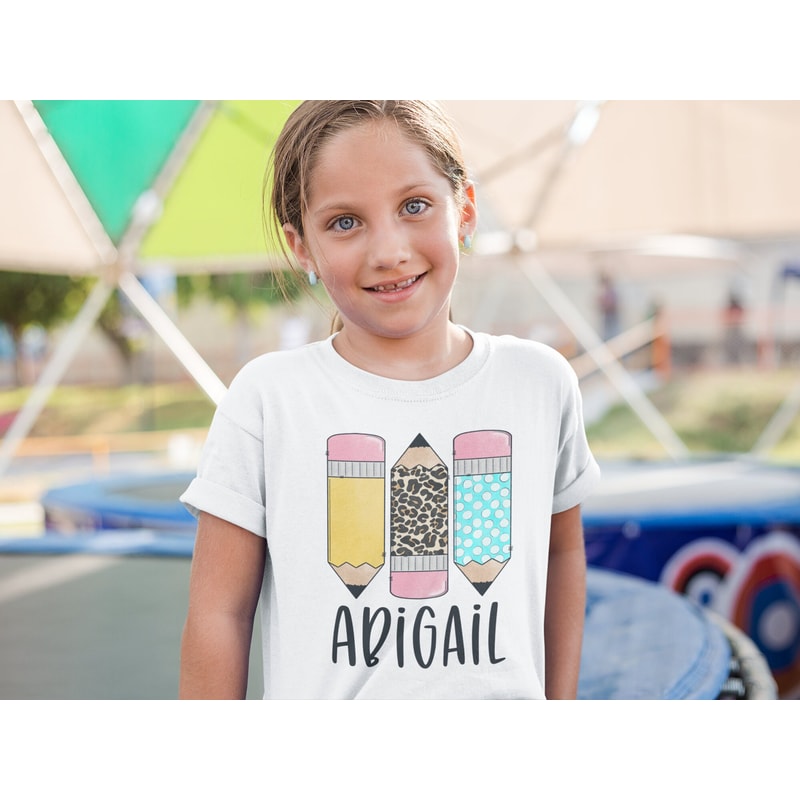 Personalized Back to School Kids Shirt - Cute Back to School Name Toddler Shirt - Personalized Custom Name Toddler Shirt - Pencil Girl Shirt - 4.jpg