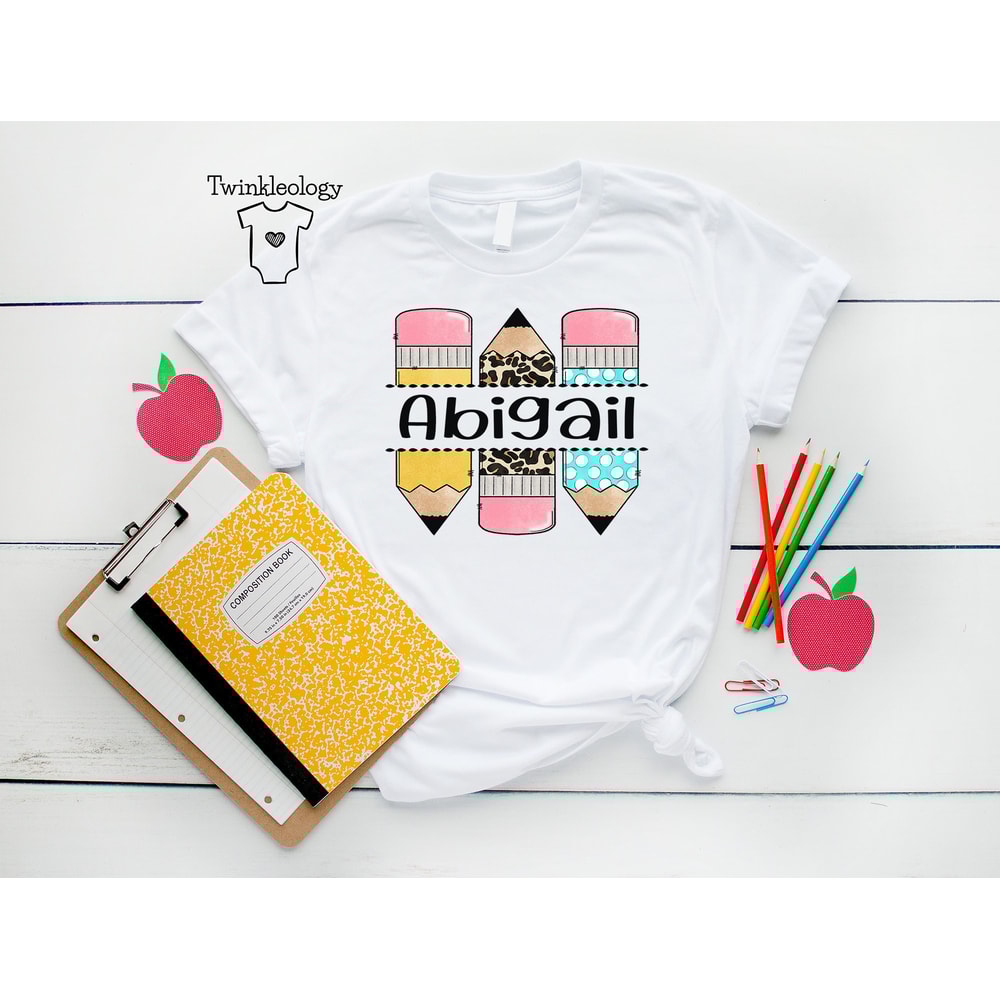Personalized Back to School Kids Shirt - Cute Back to School Name Toddler Shirt - Personalized Custom Name Toddler Shirt - Pencil Girl Shirt - 1.jpg