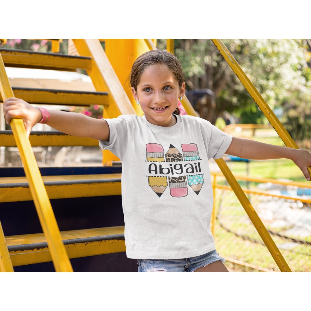 Personalized Back to School Kids Shirt - Cute Back to School Name Toddler Shirt - Personalized Custom Name Toddler Shirt - Pencil Girl Shirt - 4.jpg