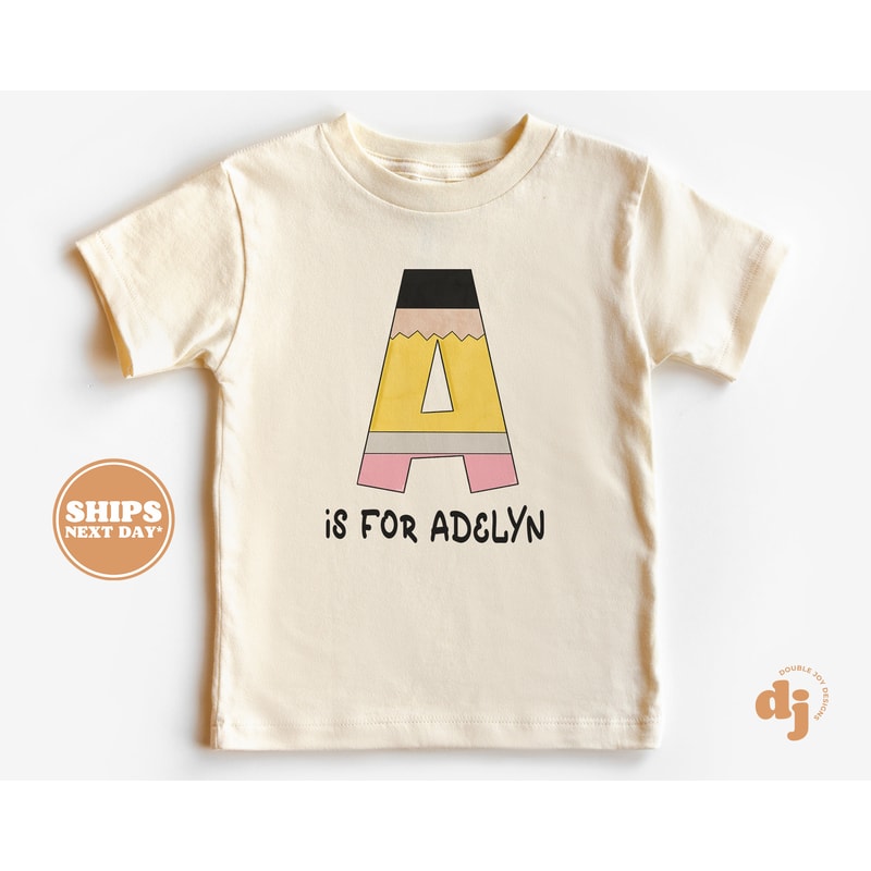 Personalized Back to School Shirt, First day of School Shirt with Name, Monogram, Girls, Boys, Pencil Shirt #5255-P - 1.jpg