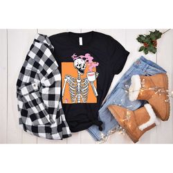skeleton drink dunkin donuts coffee t shirt, dunkie junkie ,dunkie junkie shirt, funny dunkin tee, coffee lover shirt, d