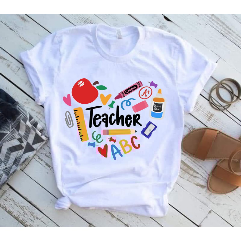 Teacher Heart SVG, Teacher Sublimation, Teacher Svg, Back to School, Teacher Gift, Teacher Shirt svg, School Supplies svg, Cricut Cut File - 4.jpg