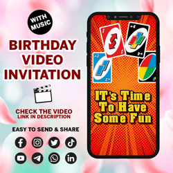 uno video invitation, uno birthday video invitation, digital evite, electronic invitation, kids birthday video