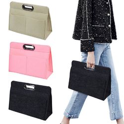 felt handbag organizer insert-versatile multi pocket storage tote purse shaper