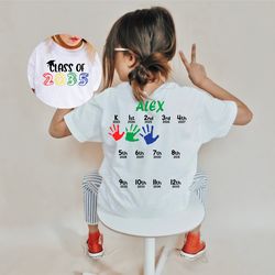 hand print graduation tee, add handprint every year, preschool shirt, back to school shirt, class of 2035 personalized s