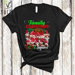 family christmas 2023 squad cool merry xmas lights gnomes lover matching pajama family group t-shirt