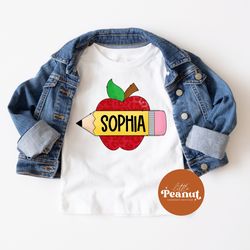 personalized girls school shirt - apple pencil toddler school shirt - back to school shirt - custom school shirt- cute s