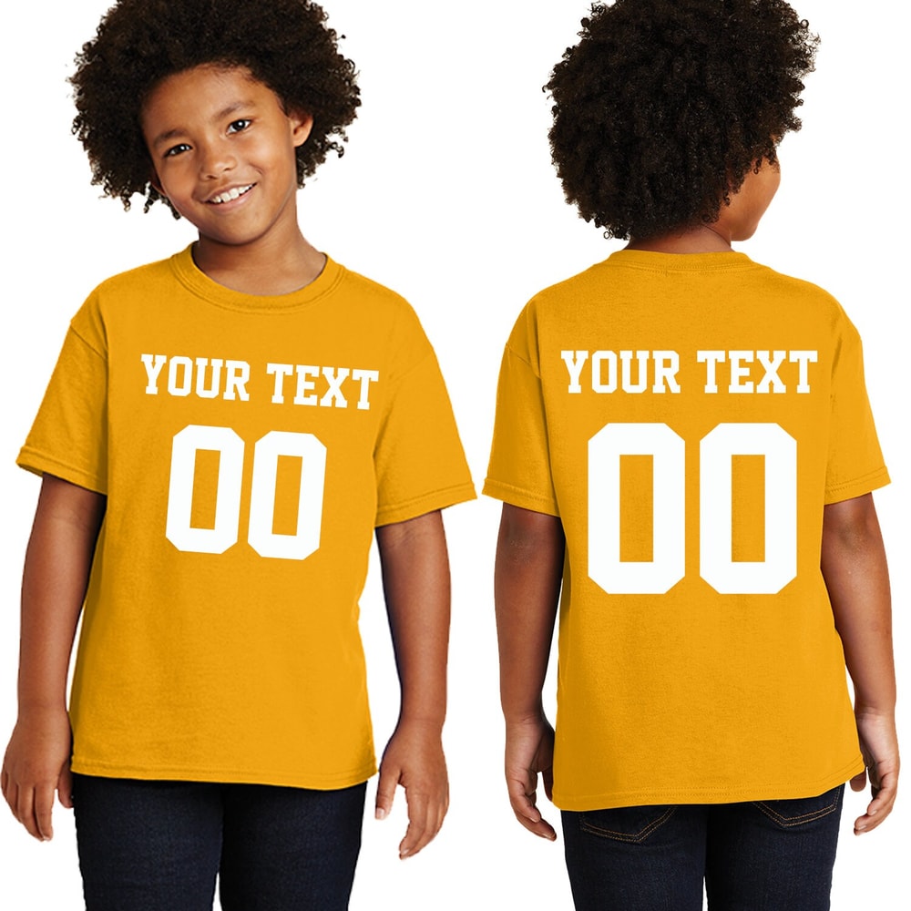 Personalized Youth Short Sleeves T-Shirt, Front Back Custom Name Number Sport Style T-shirt For Youth, Pull On closure, Graphic Tees - 7.jpg