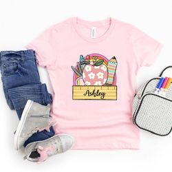 personalized name girl shirt, personalized retro school shirt, custom girl shirt, toddler name shirt, retro apple, back