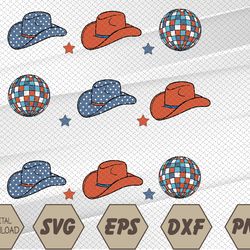 retro 4th of july party svg, cowboy hat svg, retro usa party shirt, d-isco-b-all svg, usa flag svg, svg, eps, png, dxf,