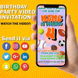 Sports Birthday Invitation, Video Invitation Evite