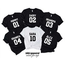 family t-shirts, any name, any number, custom name, custom number