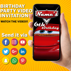 Cars Invitation Birthday Video Invitation Cars Kid Personalized Birthday Custom Video Birthday Invitation Boy Party