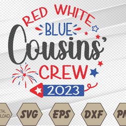 retro red white blue cousins crew 2023 4th of july svg, eps, png, dxf, digital download