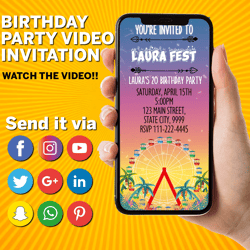 Festival Video Invitation, Ferris Wheel Party Video Invite, Canva Template, Digital Invite, Instant Access, Editable