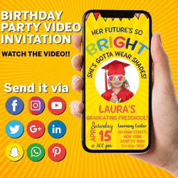 Graduation Video Invitation, Future So Bright Video Invite, Canva Template, Digital Invite, Instant Access, Editable