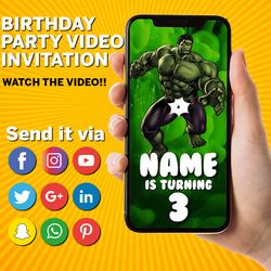 the hulk video invite, the hulk digital invite, the hulk video invitation, the hulk digital invitation, party invite