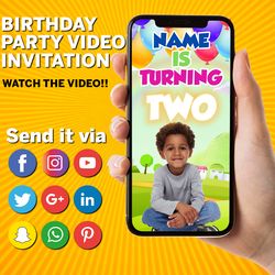 Customized Add Your Baby's Picture Video Birthday Invitation Canva Template : DIY Custom Handmade Digital Download