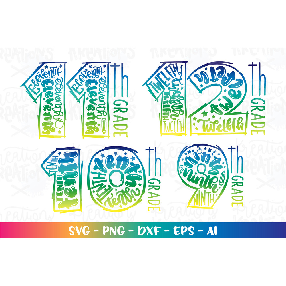 Back to school bundle pack svg Kindergarten Pre-K 1st to 12th grade color kids girl boy iron on cut file download color sublimation - 4.jpg