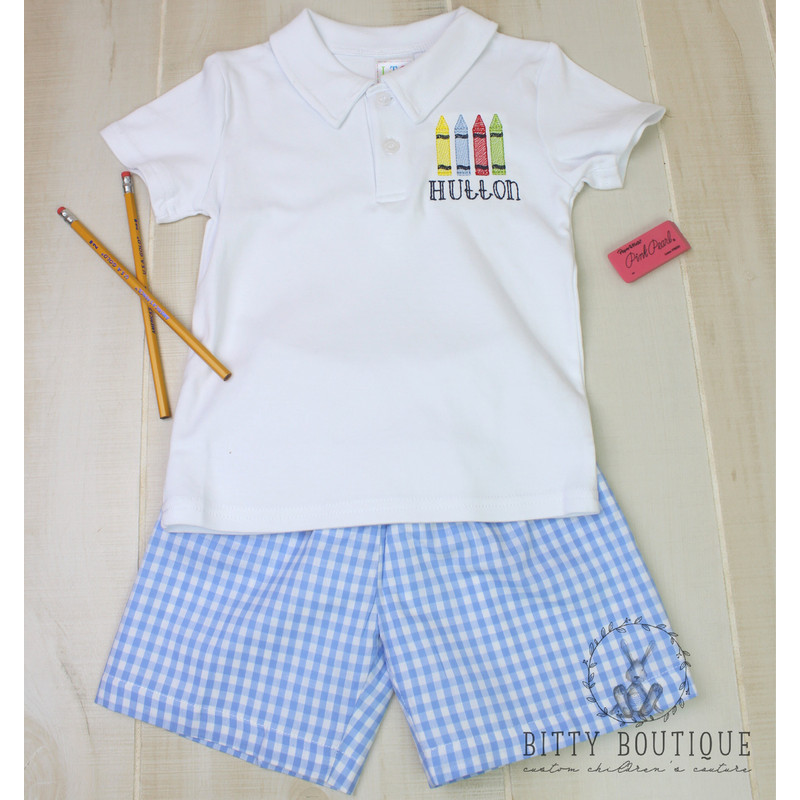 Boys Back to School Crayon Monogrammed Polo or Set - 2.jpg