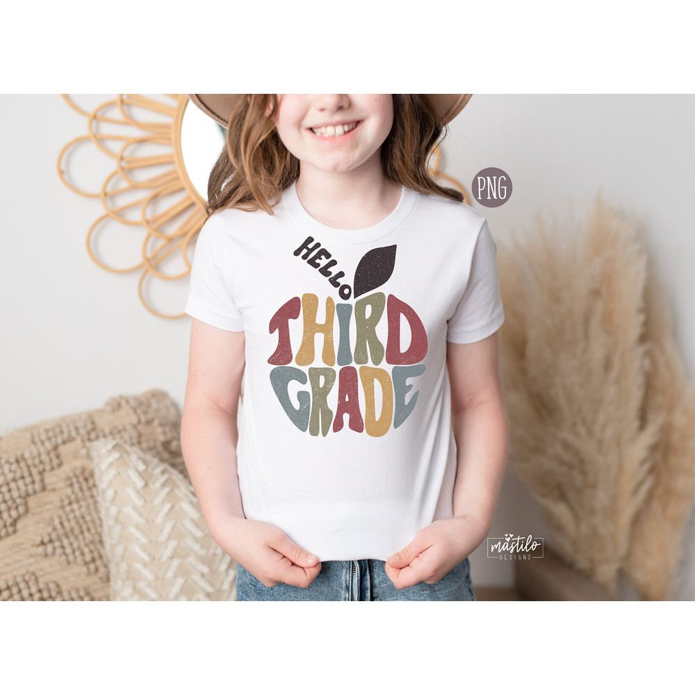 Hello Third Grade Png, Retro Back To School Png, Back to School Sublimation Designs, Back to School Tshirt Png, First day of School Png - 1.jpg