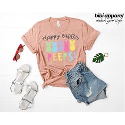 happy easter peeps, women's easter shirt, easter day, easter bunny shirt, easter family shirt, easter matching shirt, ea
