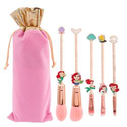 Disney Jewelry Little Mermaid Makeup Brushes Set Soft Fluffy Pro Makeup Brush Beauty Cosplay Tool Bag